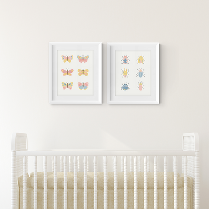 Beetles and Butterflies Art Prints (Set of 2)