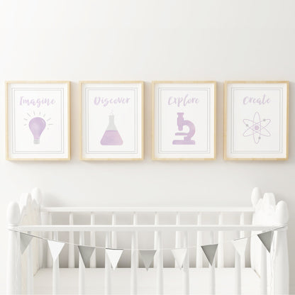 Watercolor Science Art Prints (Set of 4)