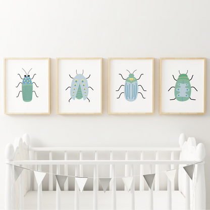 Beautiful Beetles Art Prints (Set of 4)