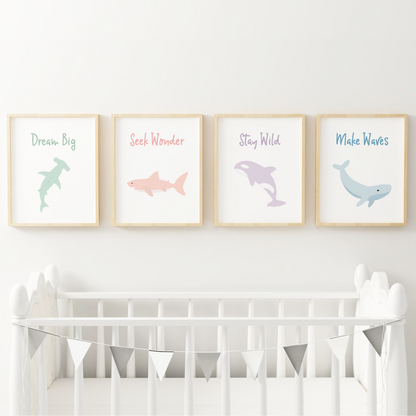 Inspirational Ocean Animal Art Prints (Set of 4)