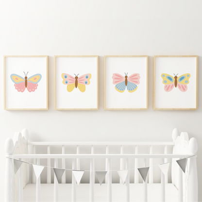 Beautiful Butterflies Art Prints (Set of 4)