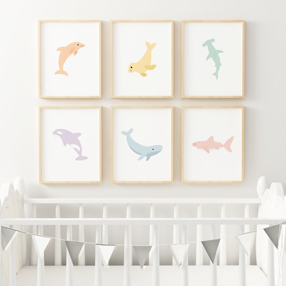 Ocean Animal Art Prints (Set of 6)