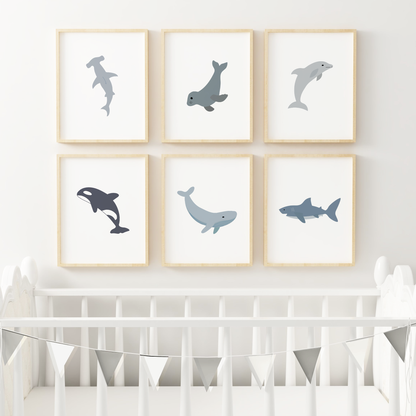 Ocean Animal Art Prints (Set of 6)