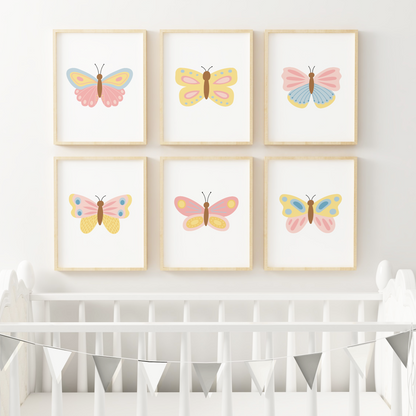 Beautiful Butterflies Art Prints (Set of 6)