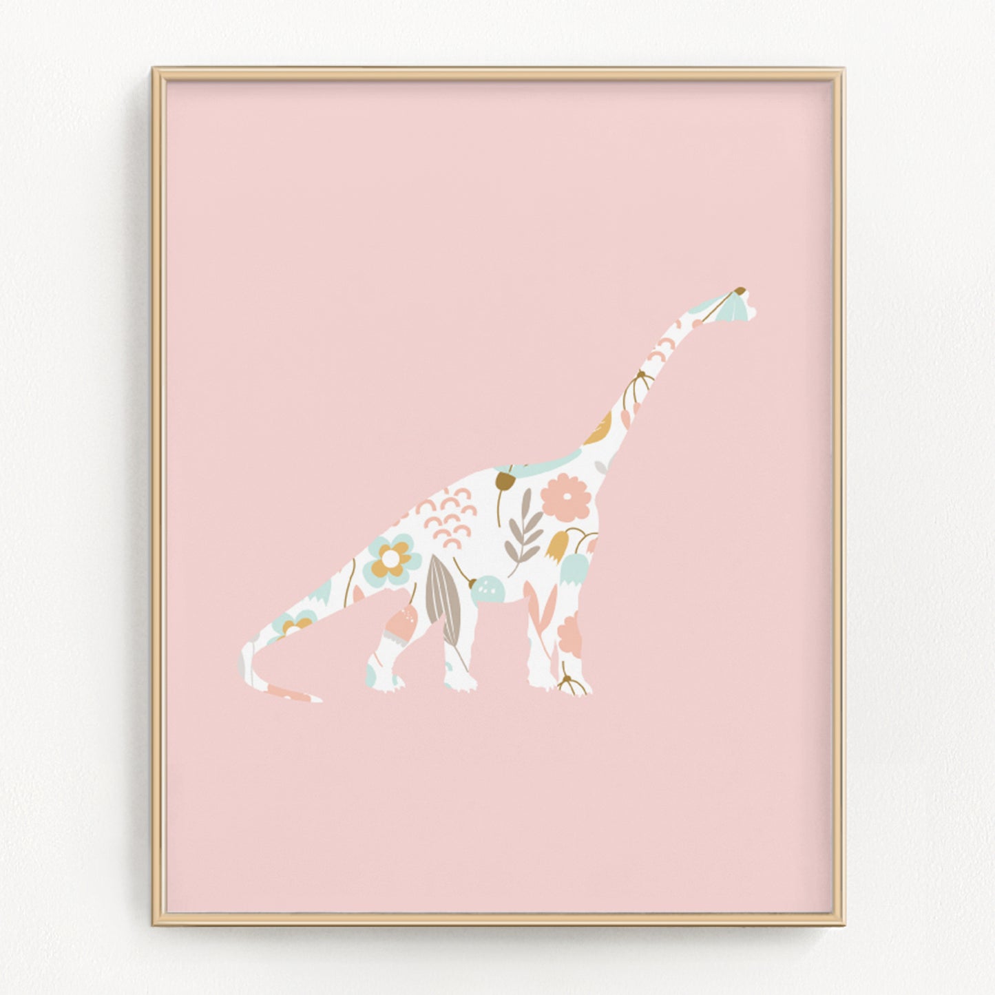 Rainbow Floral Dinosaur Art Prints (Set of 3)