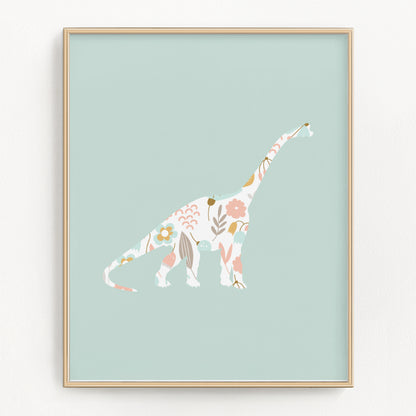 Floral Dinosaur Art Prints (Set of 2)