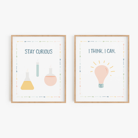 Pastel Science Art Prints (Set of 2)