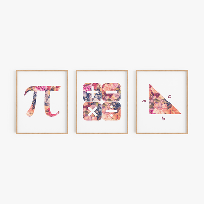 Floral Math Art Prints (Set of 3)