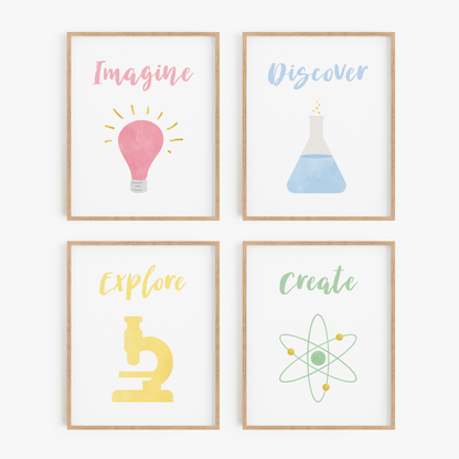 Rainbow Science Art Prints (Set of 4)