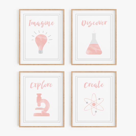 Watercolor Science Art Prints (Set of 4)