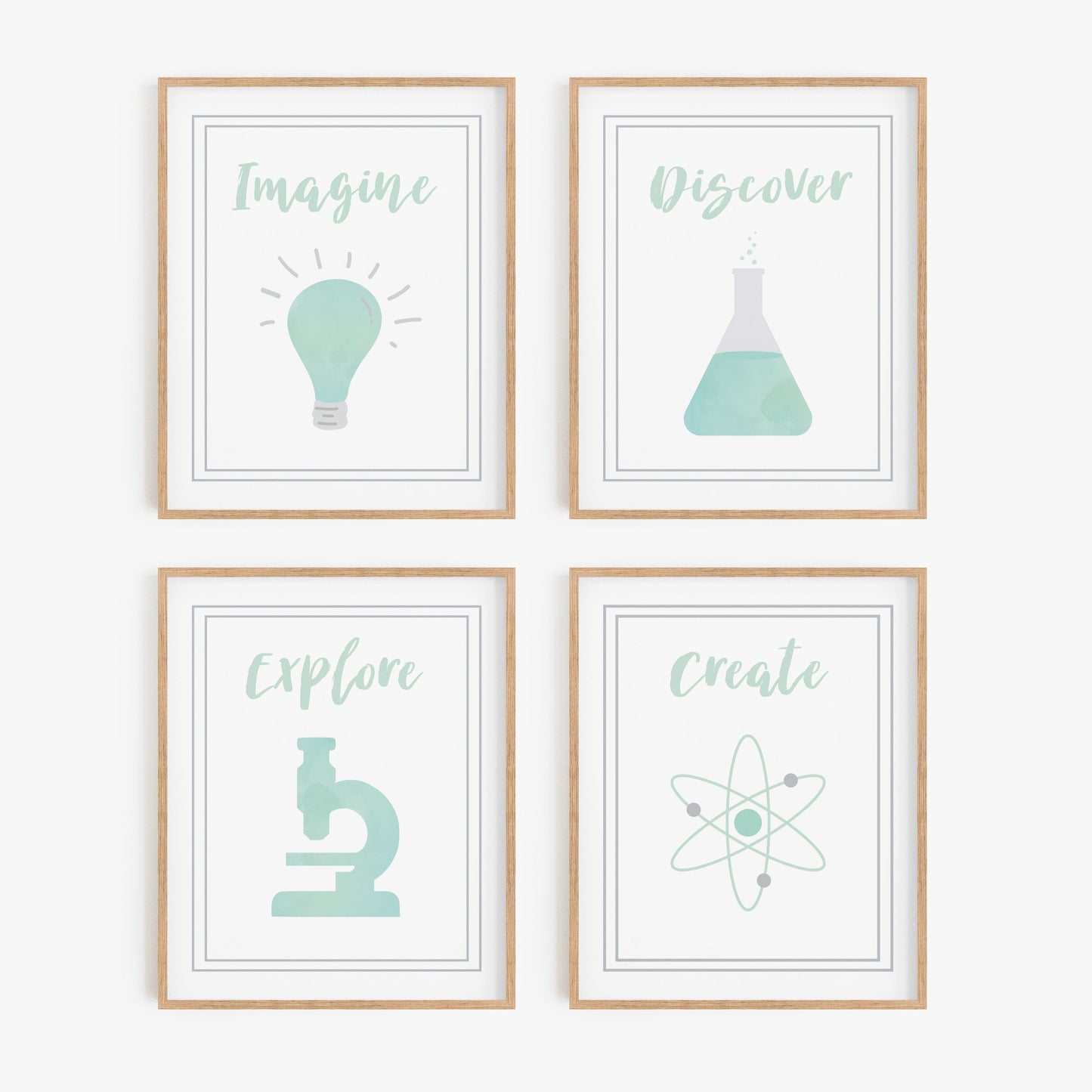 Watercolor Science Art Prints (Set of 4)