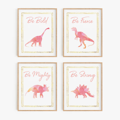 Watercolor Dinosaur Art Prints (Set of 4)