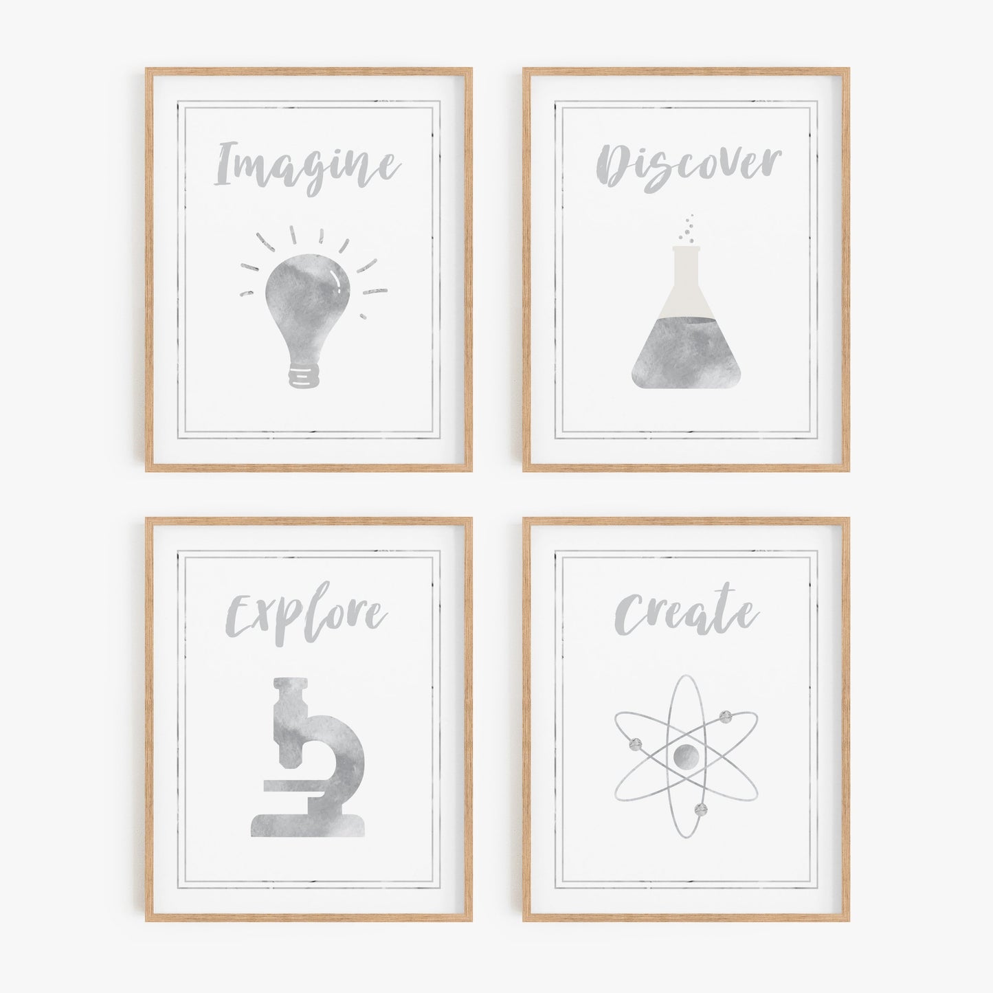 Watercolor Science Art Prints (Set of 4)