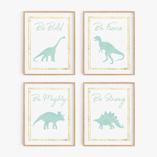 Watercolor Dinosaur Art Prints (Set of 4)