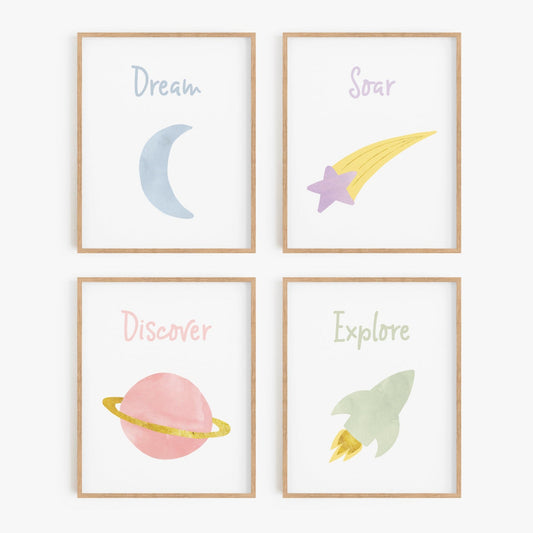 Inspirational Outer Space Art Prints (Set of 4)