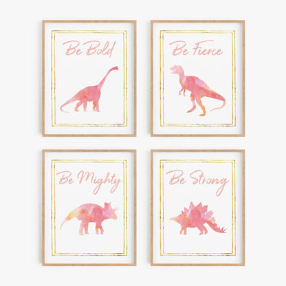 Watercolor Dinosaur Art Prints (Set of 4)