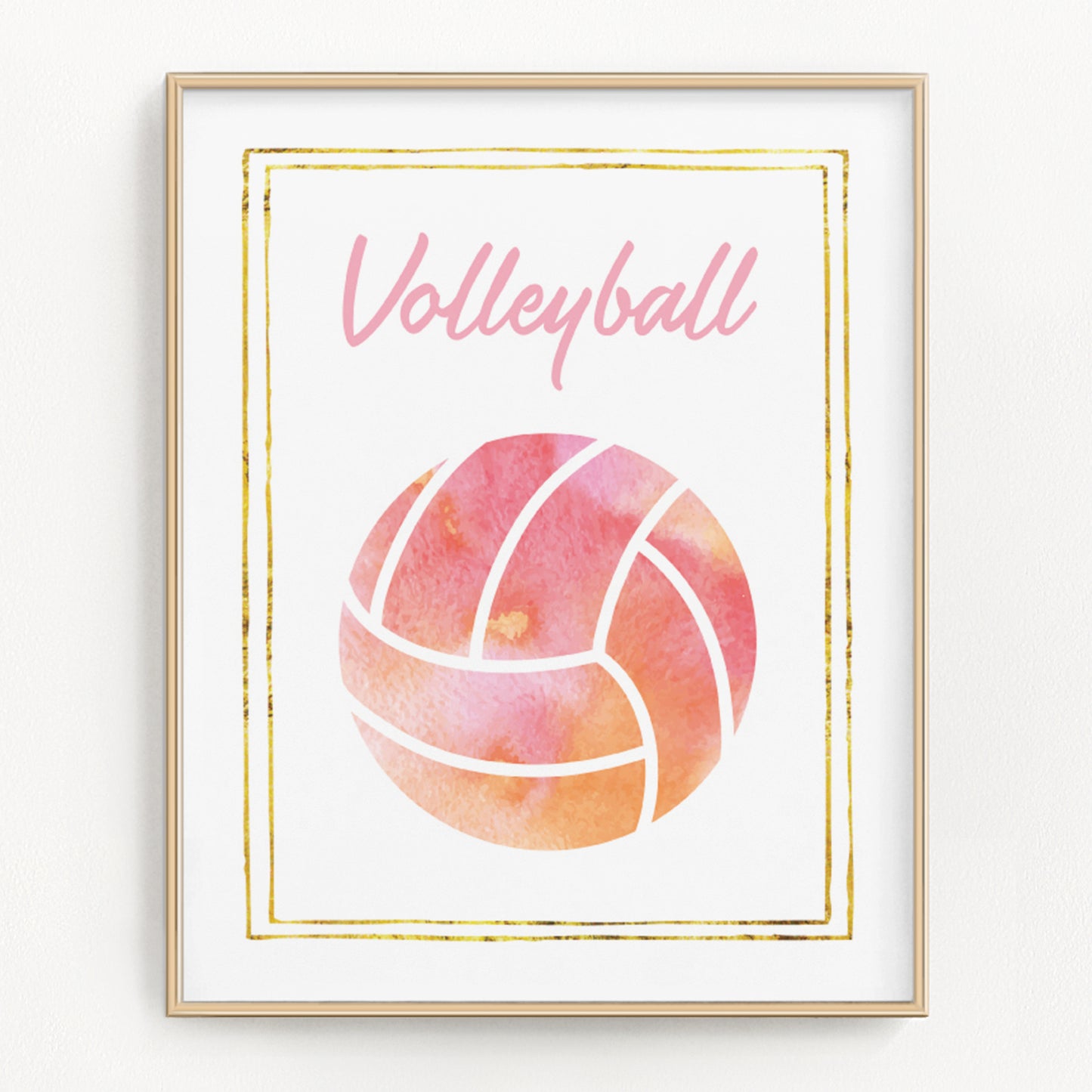 Pink Watercolor Volleyball Art Print