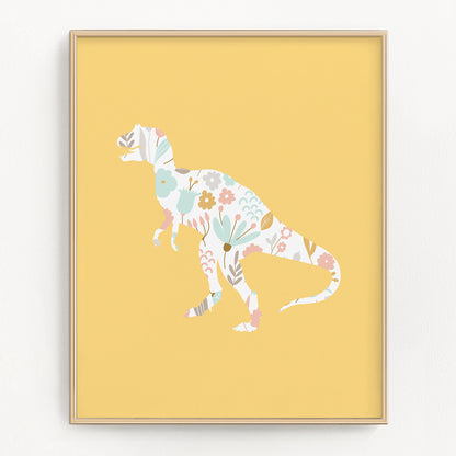 Floral Dinosaur Art Prints (Set of 2)