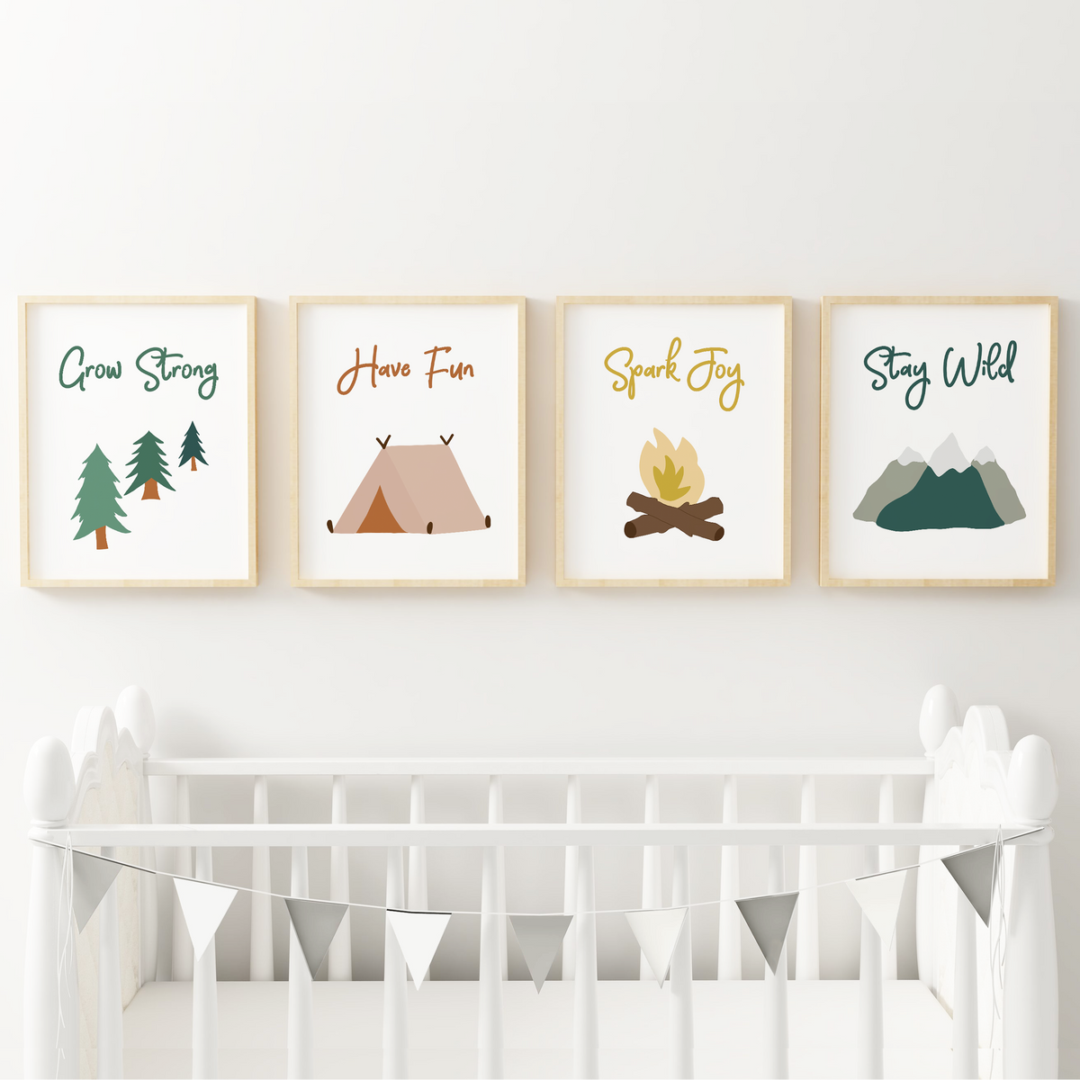 Camping themed nursery wall art, Baby girl mountain nursery prints ...
