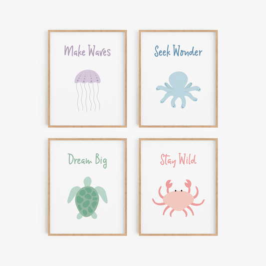 Inspirational Under The Sea Art Prints (Set of 4)