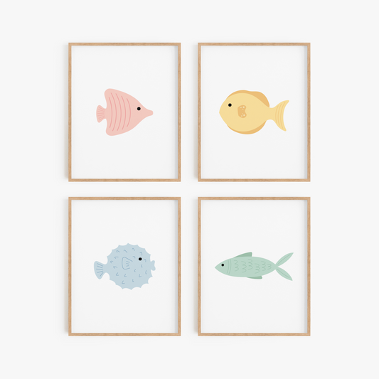 Tropical Fish Art Prints (Set of 4)