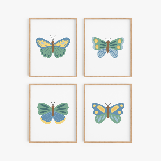 Beautiful Butterflies Art Prints (Set of 4)