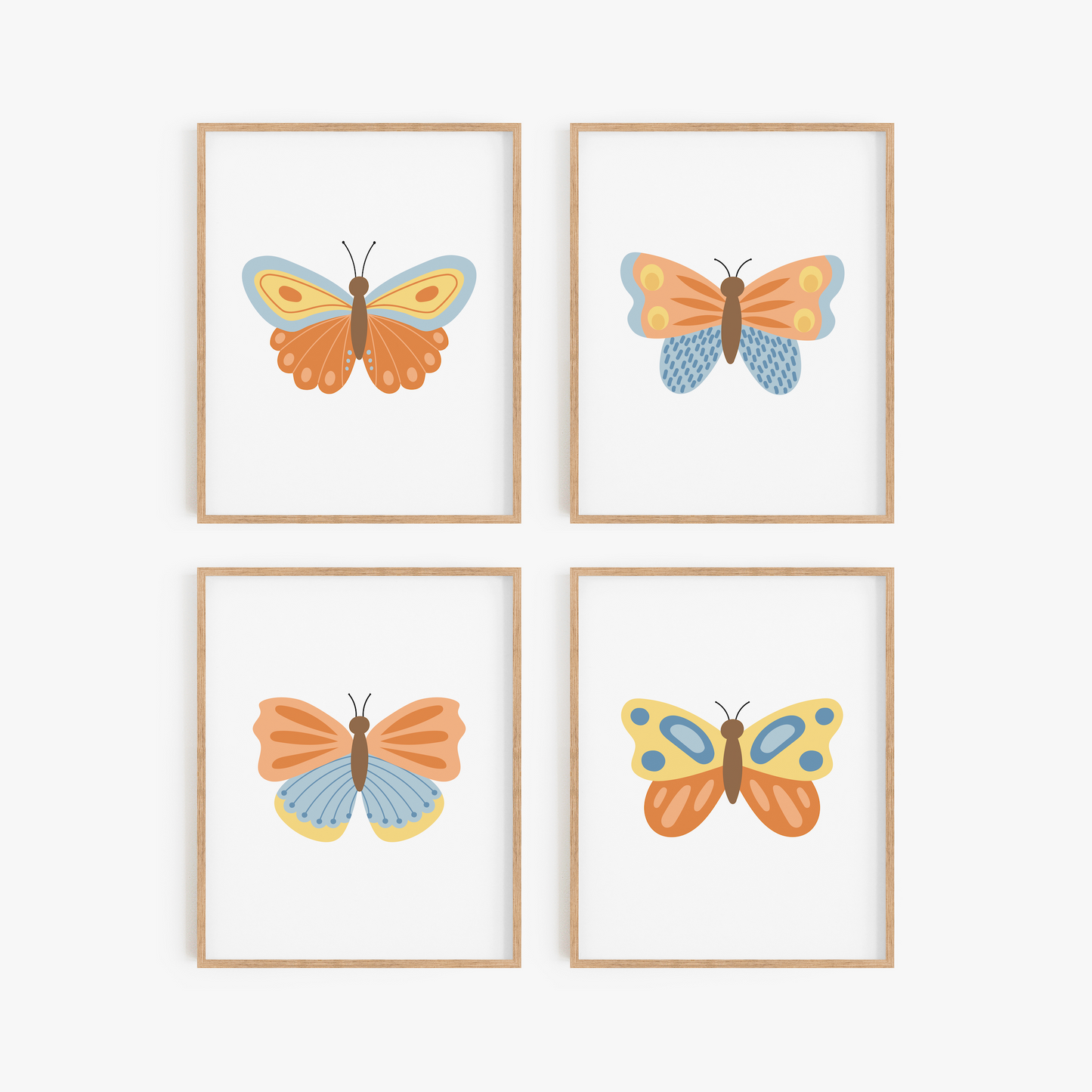 Beautiful Butterflies Art Prints (Set of 4)