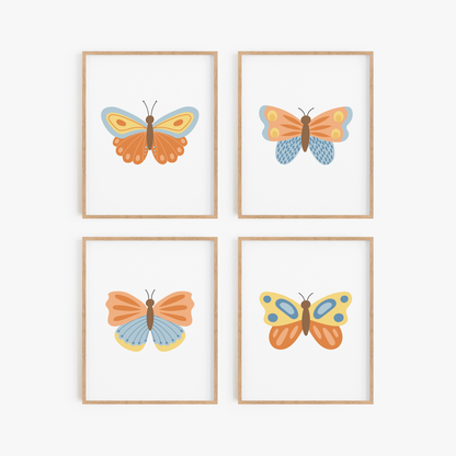 Beautiful Butterflies Art Prints (Set of 4)