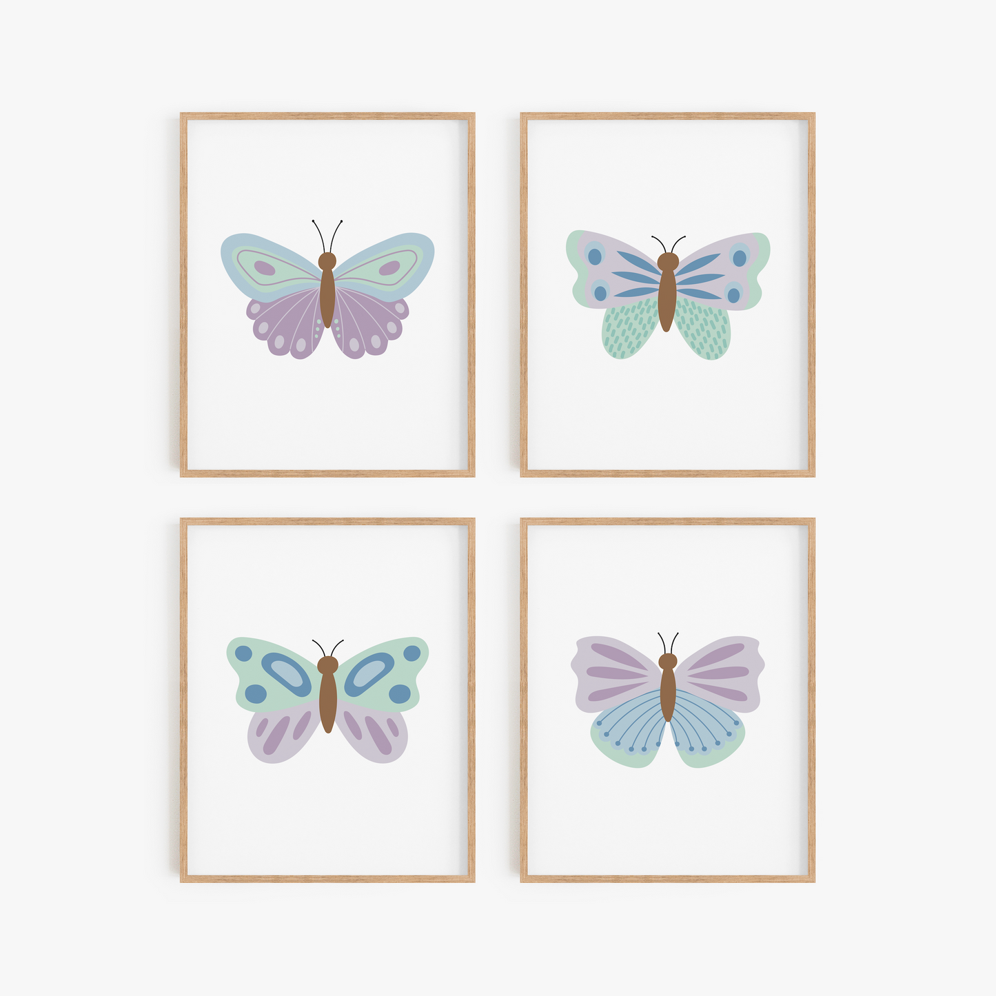 Beautiful Butterflies Art Prints (Set of 4)