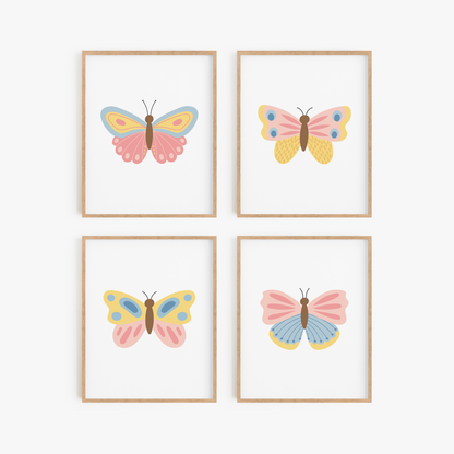 Beautiful Butterflies Art Prints (Set of 4)