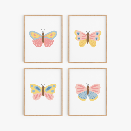 Beautiful Butterflies Art Prints (Set of 4)