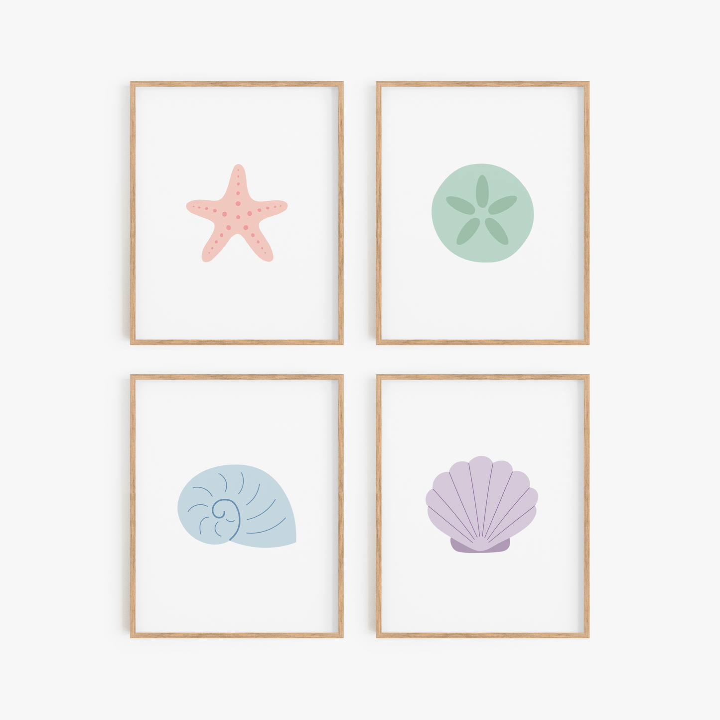 Sensational Seashell Art Prints (Set of 4)