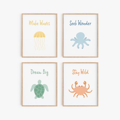 Inspirational Under The Sea Art Prints (Set of 4)