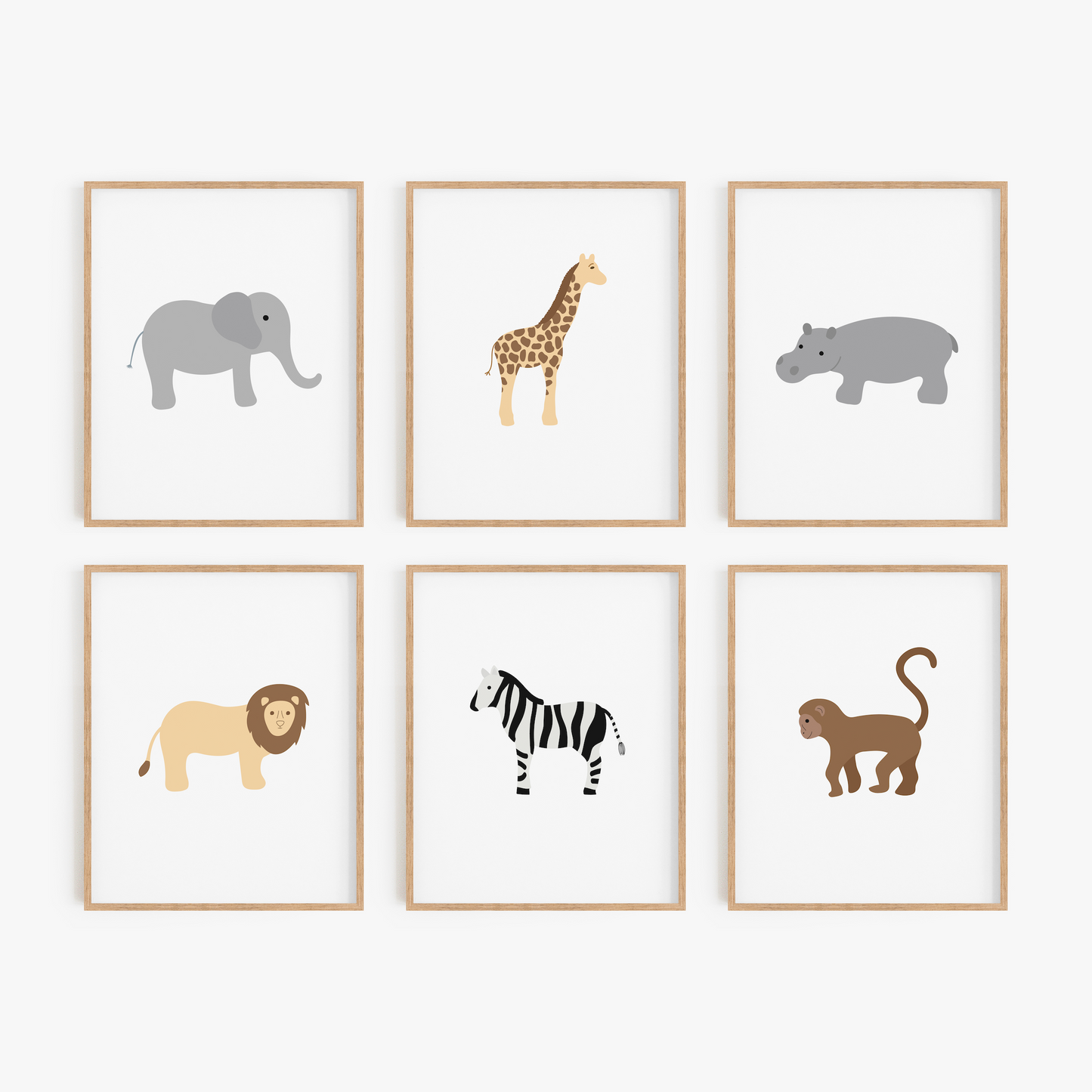 Safari Animal Art Prints (Set of 6)