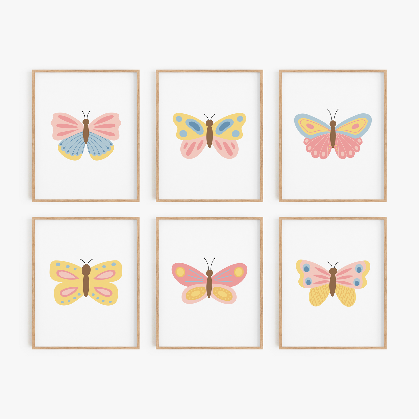 Beautiful Butterflies Art Prints (Set of 6)