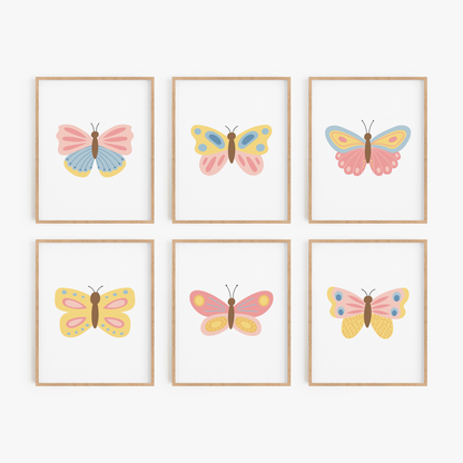 Beautiful Butterflies Art Prints (Set of 6)