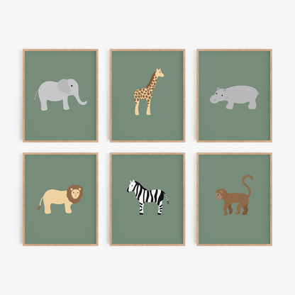 Safari Animal Art Prints (Set of 6)