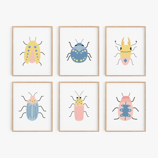 Beautiful Beetles Art Prints (Set of 6)